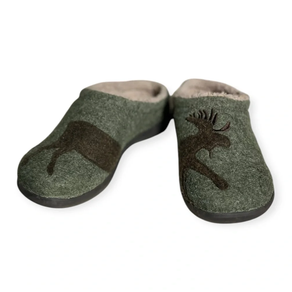 🌻L.L.Bean Moose Pattern Wool-clog style Daybreak Scuffs Women's Size 6_3